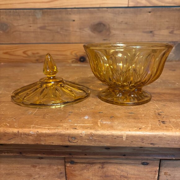Vintage Amber Glass Candy Dish - Picture 2 of 5
